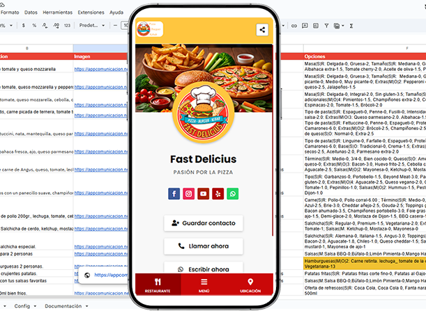 Aplicación de pedidos delivery para restaurantes automatizada y gestionada mediante Google Sheets